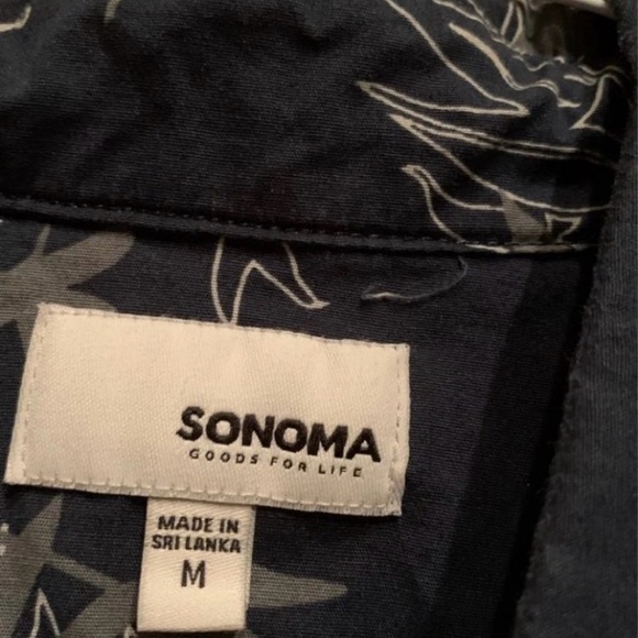 Sonoma Hawaiian button down shirt blue grey short-sleeve tropical print top - Picture 4 of 4